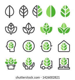 green leaf and eco concept icon set,vector and illustration