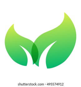 Green leaf eco design element icon
