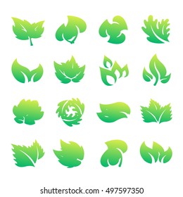 Green leaf eco design element icon