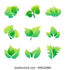 Green leaf eco design element icon