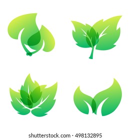 Green leaf eco design element icon