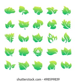 Green leaf eco design element icon