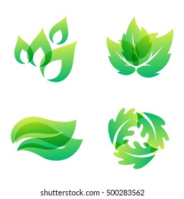 Green leaf eco design element icon