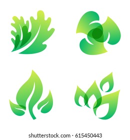 Green leaf eco design friendly nature elegance symbol and natural element ecology organic vector illustration.