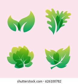 Green leaf eco design friendly nature elegance symbol and natural element ecology organic vector illustration.