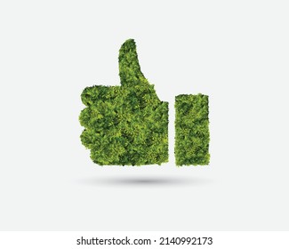 Green leaf eco friendly thumbs up sign vector design