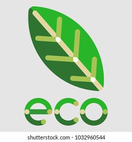 Green leaf eco icon. Abstract colorful vector logo.