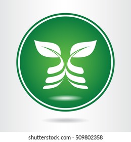Green leaf. Eco icon. Ecology concept type as logotype. Template for logo.