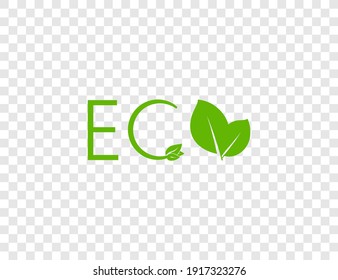 Green leaf, Eco icon on transparent background. Vector illustration.