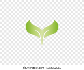 Green leaf, Eco icon on transparent background. Vector illustration.