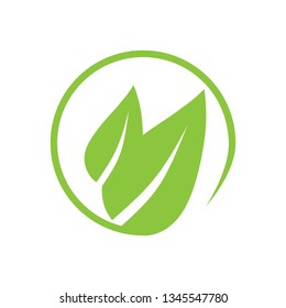 Green leaf, Eco icon. Vector illustration, flat design.