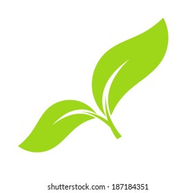 Green leaf eco icon. Vector illustration