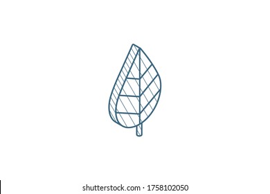 green leaf, eco isometric icon. 3d vector illustration. Isolated line art technical drawing. Editable stroke