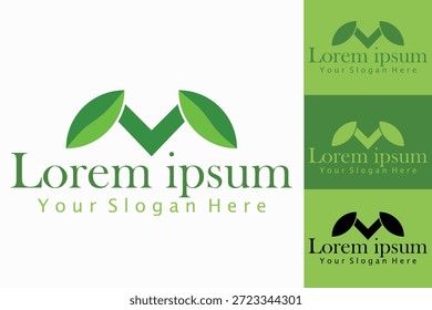 Green Leaf Eco Logo Design Template with Natural, Organic, and Sustainable Branding Concept on Light Background