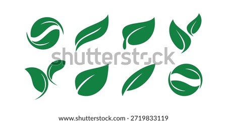 Green leaf eco logo icon for organic branding