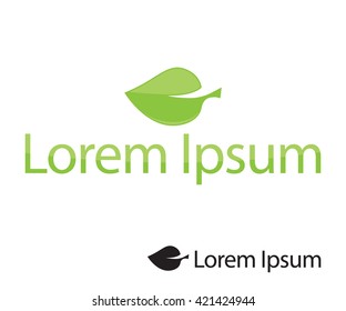 Green leaf eco logo silhouette. Vector illustration. EPS 10. No transparency. No gradients. Raw materials are easy to edit.