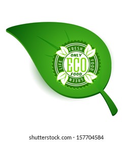 green leaf with eco mark of healthy healthful natural fresh ranch food farmer parts nature product farm natural food earth ecological market ecosystem leaf fresh sign health healthy business scenery w