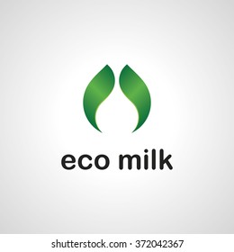 Green Leaf Eco Milk Organic Product Logo. 