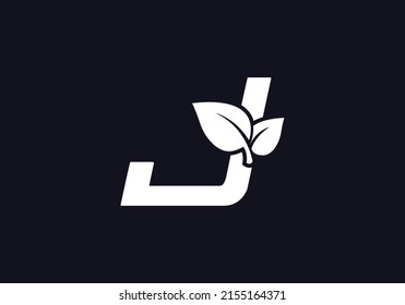 Green leaf and eco nature logo design vector with the letter J