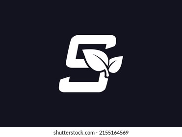 Green leaf and eco nature logo design vector with the letter S