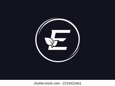 Green leaf and eco nature logo design vector with the letter E