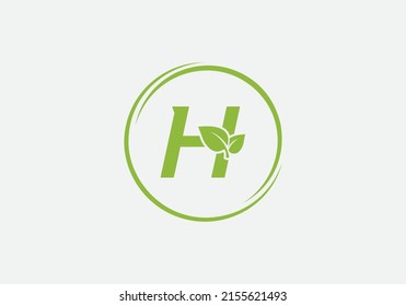 Green leaf and eco nature logo design vector with the letter H