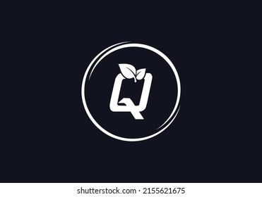 Green leaf and eco nature logo design vector with the letter Q