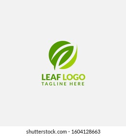 Green Leaf eco organic logo icon vector design. Abstract nature can be used for Healthy food, ecology, spa, business, diet, fitness and sport web icon. Illustration isolated on grey background.