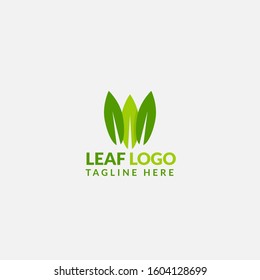 Green Leaf eco organic logo icon vector design. Abstract nature can be used for Healthy food, ecology, spa, business, diet, fitness and sport web icon. Illustration isolated on grey background.