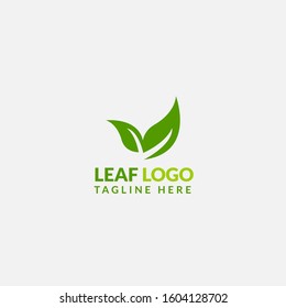 Green Leaf eco organic logo icon vector design. Abstract nature can be used for Healthy food, ecology, spa, business, diet, fitness and sport web icon. Illustration isolated on grey background.