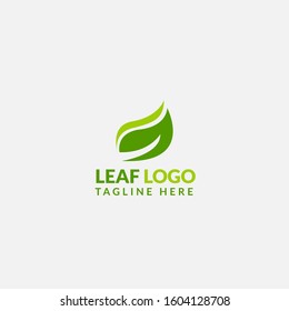 Green Leaf eco organic logo icon vector design. Abstract nature can be used for Healthy food, ecology, spa, business, diet, fitness and sport web icon. Illustration isolated on grey background.