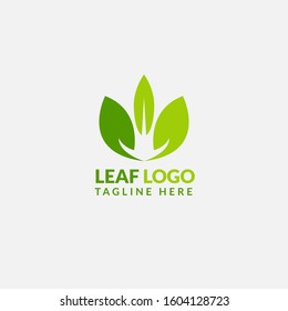 Green Leaf eco organic logo icon vector design. Abstract nature can be used for Healthy food, ecology, spa, business, diet, fitness and sport web icon. Illustration isolated on grey background.