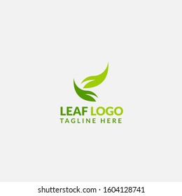 Green Leaf eco organic logo icon vector design. Abstract nature can be used for Healthy food, ecology, spa, business, diet, fitness and sport web icon. Illustration isolated on grey background.