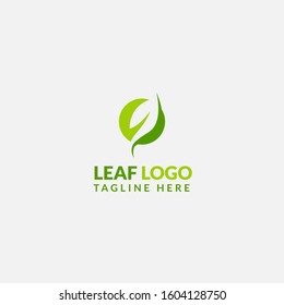 Green Leaf eco organic logo icon vector design. Abstract nature can be used for Healthy food, ecology, spa, business, diet, fitness and sport web icon. Illustration isolated on grey background.