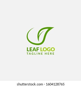 Green Leaf eco organic logo icon vector design. Abstract nature can be used for Healthy food, ecology, spa, business, diet, fitness and sport web icon. Illustration isolated on grey background.