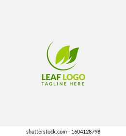 Green Leaf eco organic logo icon vector design. Abstract nature can be used for Healthy food, ecology, spa, business, diet, fitness and sport web icon. Illustration isolated on grey background.