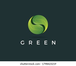 Green Leaf eco organic Logo design vector template