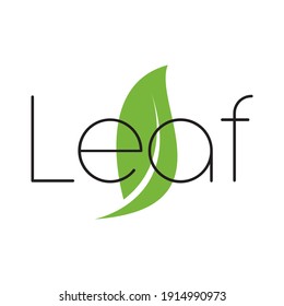 Green Leaf eco organic Logo design vector template. Fresh green leaves on white background with text.