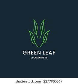 Green Leaf eco organic Logo design template vector icon .