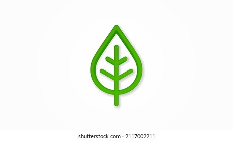 green leaf, eco realistic icon. 3d vector illustration. Isolated line color pictogram. Transparent shadows