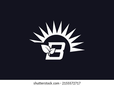 Vector de diseño de logo de hoja verde y ecosol con letra B
