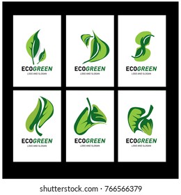 Green leaf eco symbol set ,vector illustration