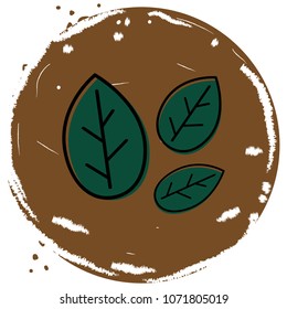 Green leaf eco vector illustration isolated on brown background