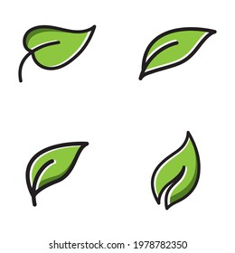 Green leaf ecologi  vector icon logo