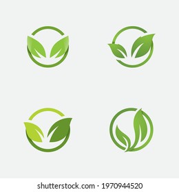 Green leaf ecological element vector icon logo
