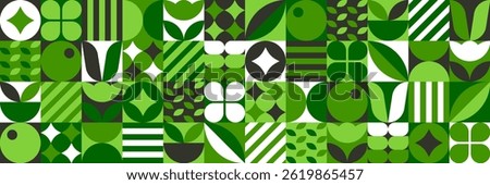 Green leaf ecology design square tile pattern vector illustration.