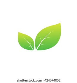 Green leaf ecology emblem