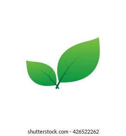Green leaf ecology emblem