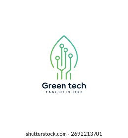 Diseño de logotipo de conjunto de iconos de ecología de hoja verde, negocio innovador de concepto de tecnología digital de energía de hoja