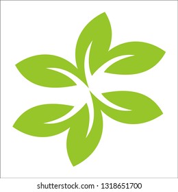Green leaf ecology logo template, nature element vector icon